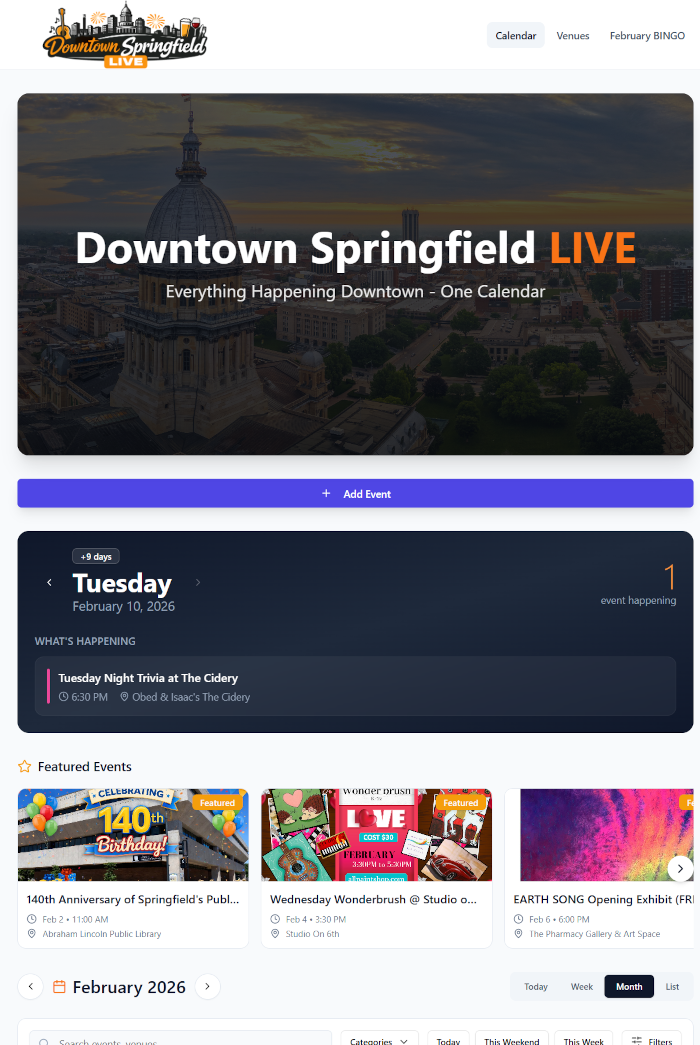 Downtown Springfield Live Calendar